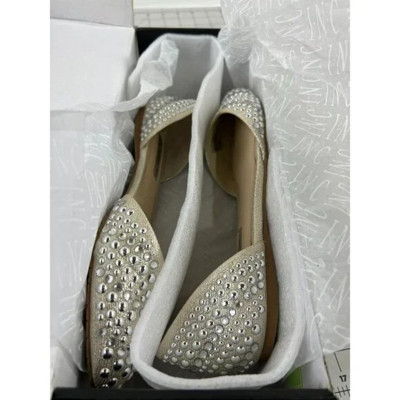 INC International Concepts Crescente 2 Sz. 7.5 Pearl Gold Flats ~~minty~~ - Picture 7 of 14